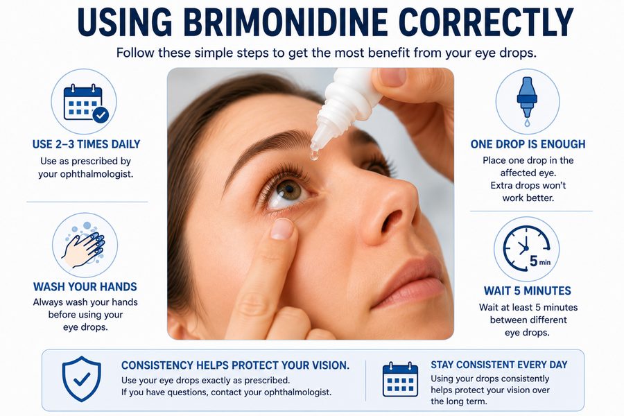 How to correctly use brimonidine eye drops for glaucoma