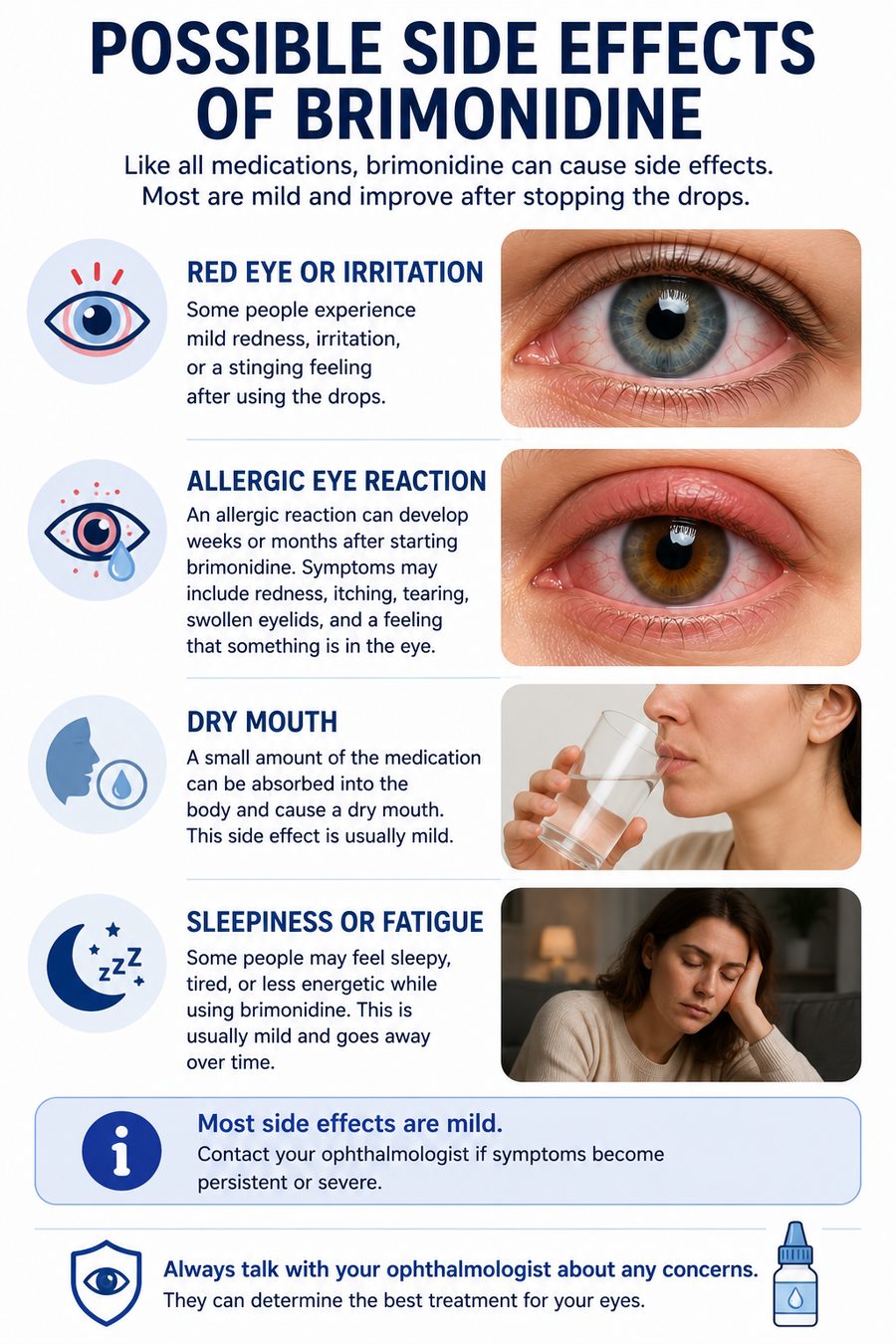 Possible side effects of brimonidine eye drops