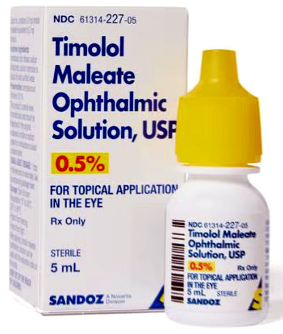Timolol eye drops for glaucoma